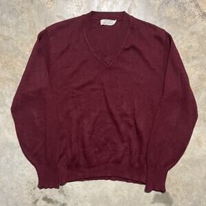 Vintage 70s Ferrari Burgundy Acrylic V-Neck Sweater